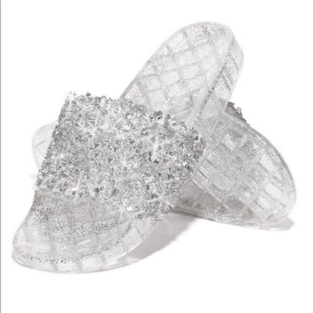 RESTOCKED!! Embellished Sparkle Slides in Silver - Picture 6 of 6